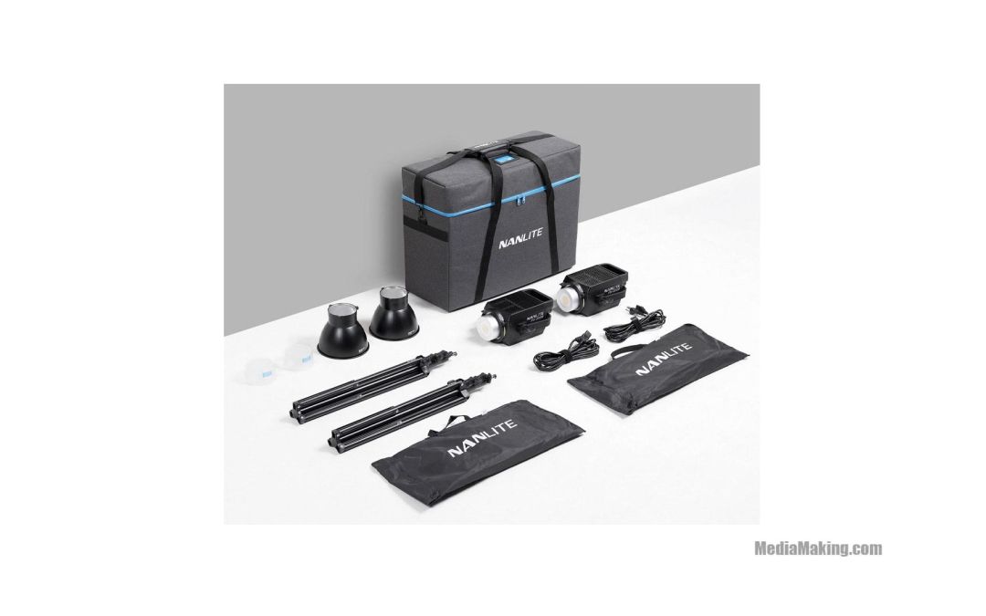 Kit Nanlite FS-200B con 2 LED, stativi LS-150-5/8 e trolley